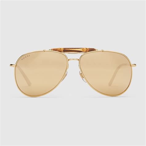 gucci gold plated mirror aviator sunglasses|Gucci unisex aviator sunglasses.